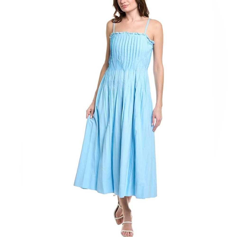 Taylor Light Blue Smocked Midi Sundress